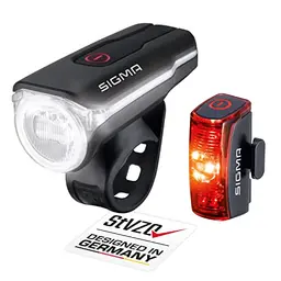 SIGMA LED Fahrradlicht Set AURA 60 & INFINITY, StVZO-zugelassen, akkubetriebene Vorder- und Rückleuchte, spritzwassergeschützt
