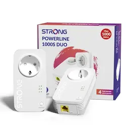 STRONG AV1000 Powerline Adapter Set mit Steckdose, 1000 Mbit/s, ideal für Media-Streaming