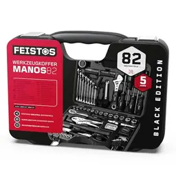 FEISTOS Werkzeugkoffer Manos 82 mit 82 hochwertigen Werkzeugen, robuster Kunststoffkoffer, ergonomischer Griff, ideal für den mobilen Einsatz