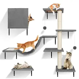 Zvonema 10-teilige Kletterwand für Katzen mit Hängematte und Rutschfestem Sisal