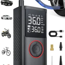 Powools Kabellose Luftpumpe 150PSI mit LED-Licht & Auto-Stopp - Wiederaufladbare Reifenpumpe für E-Bike, Auto, Motorrad, Bälle