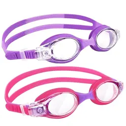 JATEKA Schwimmbrille für Kinder, 2 Stück anti-fog UV Brillen, Unisex für 3-16 Jahre (Pink+Purple)
