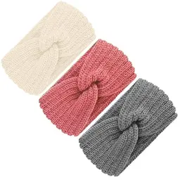 Winter Strick Stirnband Damen & Kinder, 3er Set in Beige, Grau & Rosa, Vielseitig und Elastisch
