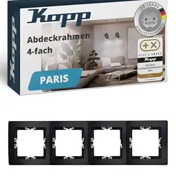 Kopp PARIS 4-fach Abdeckrahmen in Matt-Schwarz - Stilvoller Rahmen für Steckdosen & Schalter