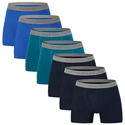 INNERSY Herren Unterhosen Baumwolle Langes Bein Retroshorts 7er Pack (S, Blau)