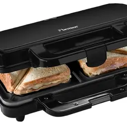 Bestron XL Sandwichmaker für 2 Sandwiches, Antihaftbeschichtung, mit Temperaturregelung, Schwarz