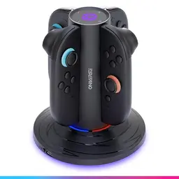 Oniverse Joy-Con Ladegerät für Switch 2 – Schnelllade-Station für 4 Joy-Cons, USB-C, LED-Anzeigen, 10 Beleuchtungsmodi