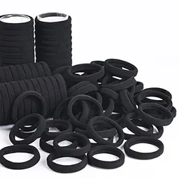 50 elastische Haargummis für dickes Haar - Schwarz