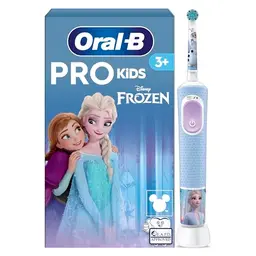 Oral-B Pro Kids Frozen elektrische Zahnbürste für Kinder ab 3 Jahre mit Sensitiv+ Modus, weiche Borsten, inkl. 1 Aufsteckbürste und Stickern, blau/lilafarben