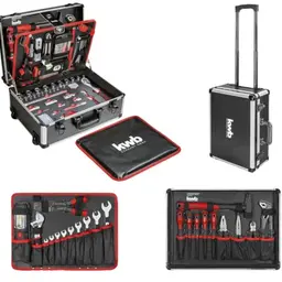 KWB Werkzeugkoffer 175-teilig mit Trolley-Funktion, stabiler Aluminiumkoffer, ideal für Heimwerker und Handwerker, abschließbar mit 2 Schlüsseln