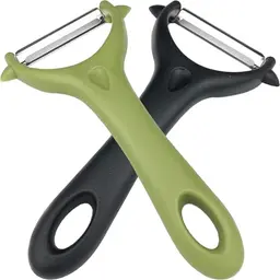 BELSVOR 2er Set Sparschäler aus Edelstahl - Schwarz und Grün, ideal für Obst und Gemüse