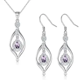 Bewenda Damen Schmuckset aus 925 Sterling Silber, Halskette & Ohrringe mit Lila Zirkonia, Geschenkbox