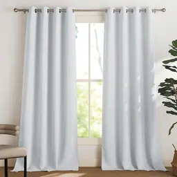 PONY DANCE Ösenschal Vorhänge 2er Set 260 x 140 cm Blickdicht und Wärmeisolierend Weiß/Grau