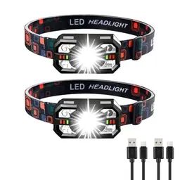 Hn2ogax Wiederaufladbare Kopflampe, 2er Pack, Super Helle LED, Wasserdicht für Outdoor-Aktivitäten, Verstellbar für Erwachsene und Kinder