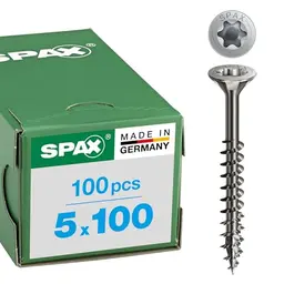 SPAX Universalschraube rostfrei A2, 5,0 x 100 mm, 100 Stück, Senkkopf, Teilgewinde