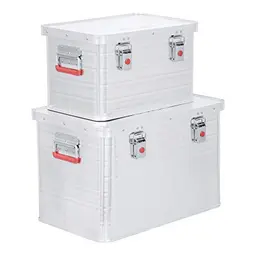 STIER Alubox Set 30L & 65L - Stapelbare Transportkisten mit Gummidichtung und Klapphandgriffen