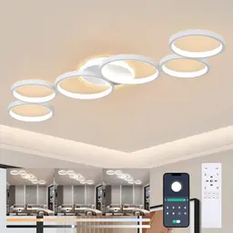 Liyabber Dimmbare LED Deckenleuchte für Wohnzimmer und Schlafzimmer, Modernes Design mit Fernbedienung, 113 cm