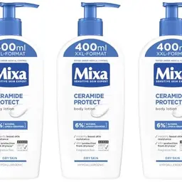 Mixa Ceramide Protect Bodylotion für trockene Haut, 48h Feuchtigkeit, Pumpspender, 3er Pack (3 x 400ml)