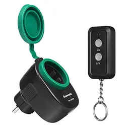 DEWENWILS Funksteckdosen-Set mit Fernbedienung, 16A, 30m, IP44, für Außen, Schwarz