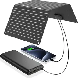 Faltbares Solarpanel 30 W mit USB-A und USB-C für Camping und Wandern