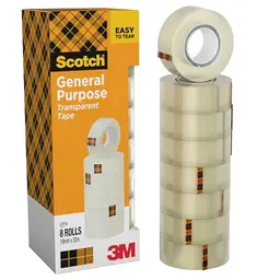 Scotch Transparentes Klebeband, 19mm x 33m, 8 Rollen – Allzweckband für Schule, Haushalt und Büro