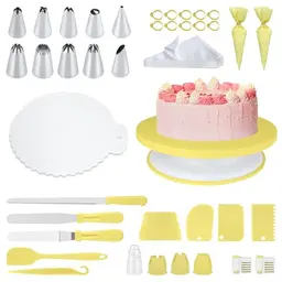 Backzubehör Set für Torten - 139-teilig mit Drehplatte, Spritztüten und Kuchenschneider