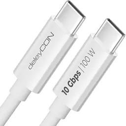 deleyCON 1m USB C Kabel für schnelle Datenübertragung und Laden, kompatibel mit iPhone, Samsung, iPad, MacBook, Switch, PS5 – Weiß