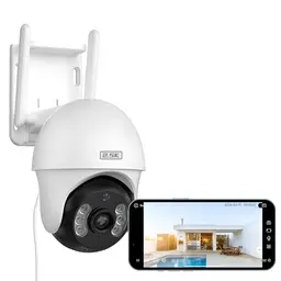 XIAOVV 4MP Außenüberwachungskamera, Dualband-WLAN, 360° Sicht, wetterfest, Sirenenalarm, AI-Erkennung