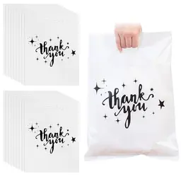 110 Stück Weiß Thank You Geschenktüten 30x40cm Wiederverwendbare Plastiktüten für Geschenke und Einkäufe