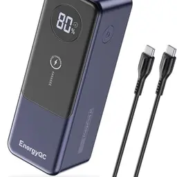 EnergyQC 65W 24000mAh Power Bank - USB C 3-Port Schnellladeakku für MacBook, iPad, iPhone 15 Pro, Galaxy S24 Ultra