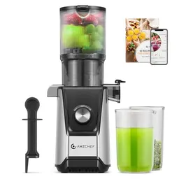 AMZCHEF 200W Slow Juicer mit großem Einfüllschacht für Obst und Gemüse