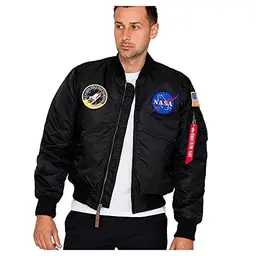 Alpha Industries MA-1 Bomberjacke für Herren - NASA, Schwarz