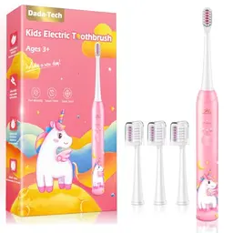 Elektrische Kinderzahnbürste mit Timer und Stickern, geeignet für Mädchen ab 3 Jahren - Einhorn Design, wiederaufladbar