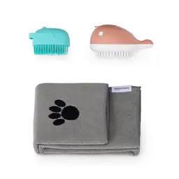 Amazon Basics Hundebadebürste mit Shampoo-Spender, für Massage und Fellpflege