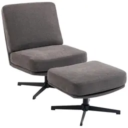 HOMCOM Drehbarer Loungesessel mit Hocker in Dunkelgrau - Moderner Relaxsessel für Wohnzimmer und Schlafzimmer