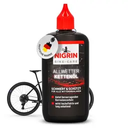 NIGRIN BIKE-CARE Allwetter-Kettenöl 100 ml - Verringert Reibung für leichtläufige Fahrradketten