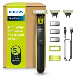 Philips OneBlade 360 Face & Body - Elektrischer Bartschneider und Rasierer mit 3 Klingen und 5 Trimmaufsätzen