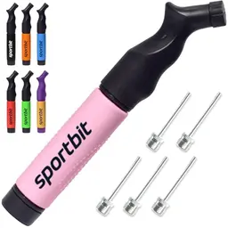 SPORTBIT Ballpumpe mit 5 Nadeln - Handpumpensystem für Sportbälle wie Volleyball, Basketball, Fußball und Gymnastik