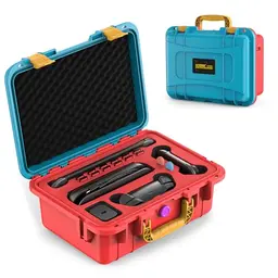 Hartschalen Tasche für Nintendo Switch 2 - wasserdicht, gefüttert, für Konsole & Zubehör (Blau & Orange)