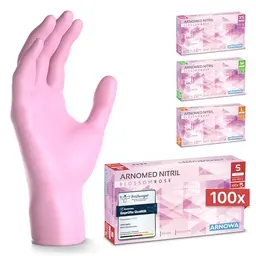 ARNOMED Einweghandschuhe Pink 100 Stück - puderfrei, latexfrei, Größenauswahl XS bis L