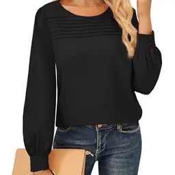 GRACE KARIN Damen Bluse Langarm Schwarz - Elegante Freizeit- und Arbeitsoberteile