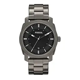 Fossil Herren Uhr - Quarzwerk mit Edelstahl- und Lederarmband, Dunkelgrau, 42MM