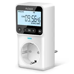 Digitale Zeitschaltuhr für Innen, 3680W, mit LCD-Display, 25 programmierbare Wochen-, Tages- und Minutenprogramme, 1 Pack