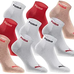 PUMA Quartersocken 18 Paar Damen & Herren Weiß Peach Größe 39-42