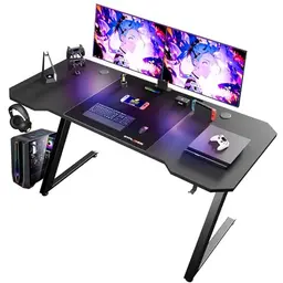 GTPLAYER Gaming Tisch 120x60cm - PC Tisch mit Kohlefaseroberfläche und Kopfhörerhaken