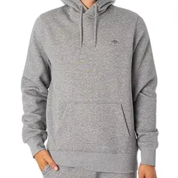 Gant Herren Hoodie Reg Shield Kapuzenpullover - Grau Melange, Größe M