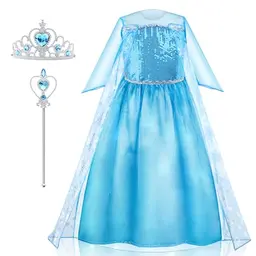 AYBUY Leuchtendes Prinzessinnenkleid für Mädchen, Blau, Perfekt für Weihnachten, Halloween und Partys, 150cm
