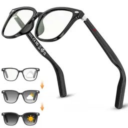 Mingtawn 2026 Smart-Brille, ultraleicht, Bluetooth, Musik- & Sprachsteuerung, photochrome Gläser, für Damen & Herren – Schwarz