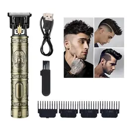 Professioneller Herren-Haarschneider mit T-Blade und 4 Kämmen, kabelloser, wiederaufladbarer USB