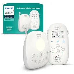 Philips AVENT Babyphone DECT mit Eco-Mode, Gegensprechfunktion, Schlaflieder, Temperatursensor, Reichweite, weiß